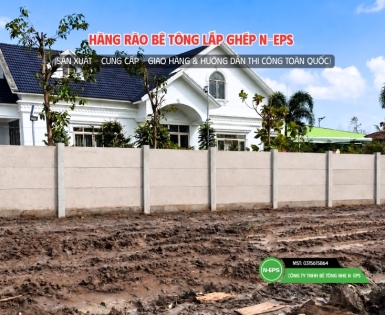 Hình Ảnh Công Trình Hàng Rào Bê Tông Lắp Ghép N-EPS Tại Hậu Giang Cao 1.83M