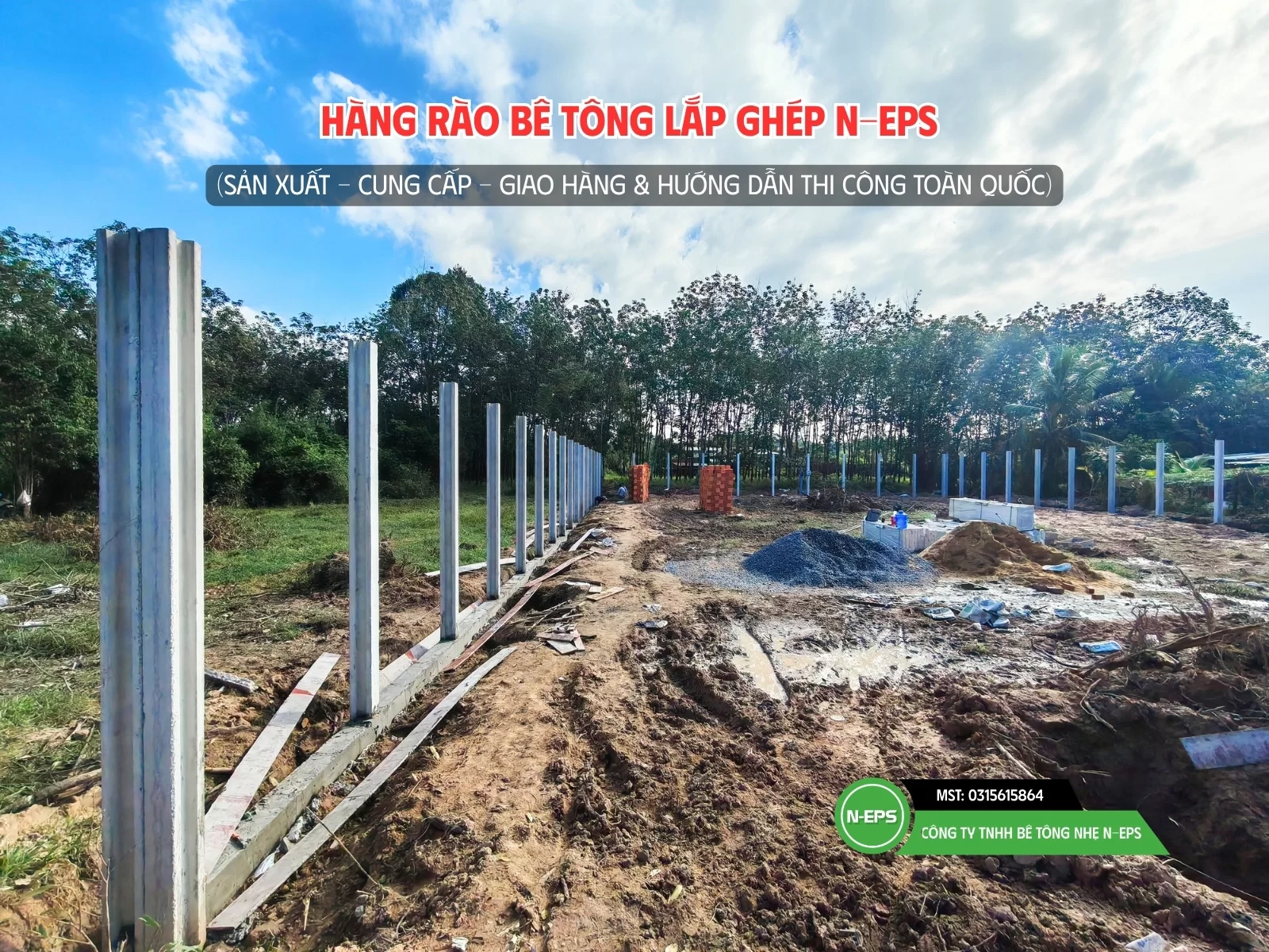 Hàng rào bê tông lắp ghép sử dụng nâng nền N-EPS
