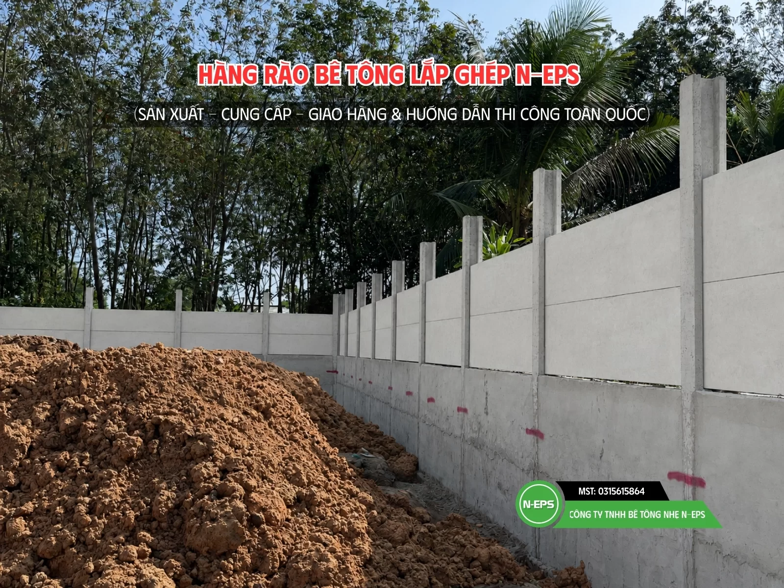 Hàng rào bê tông lắp ghép sử dụng nâng nền N-EPS