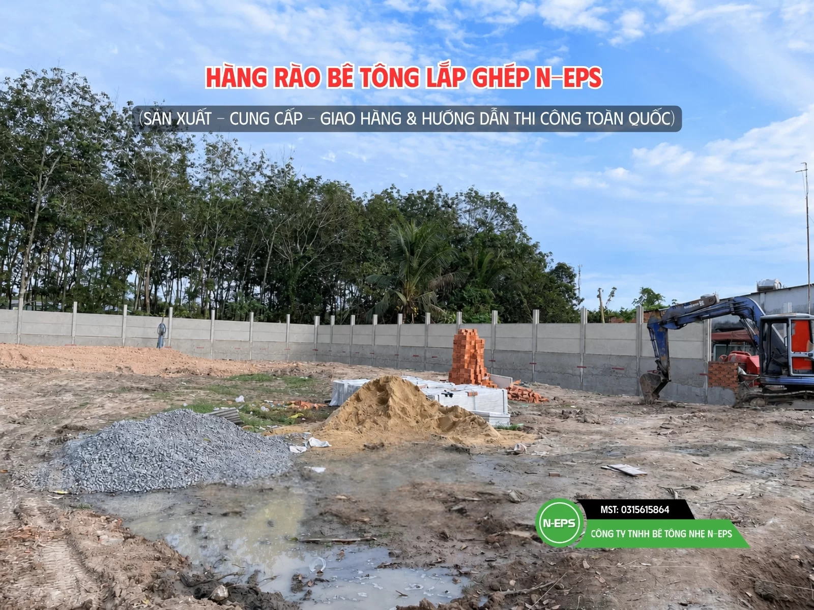 Hàng rào bê tông lắp ghép sử dụng nâng nền N-EPS