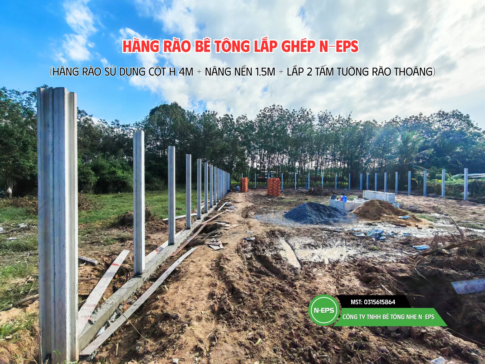 Hàng rào lắp ghép sử dụng nâng nền