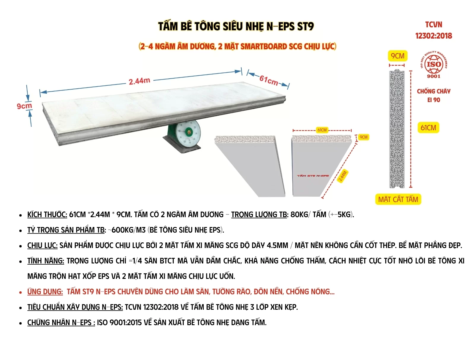 tấm tường rào bê tông nhẹ N-EPS ST9