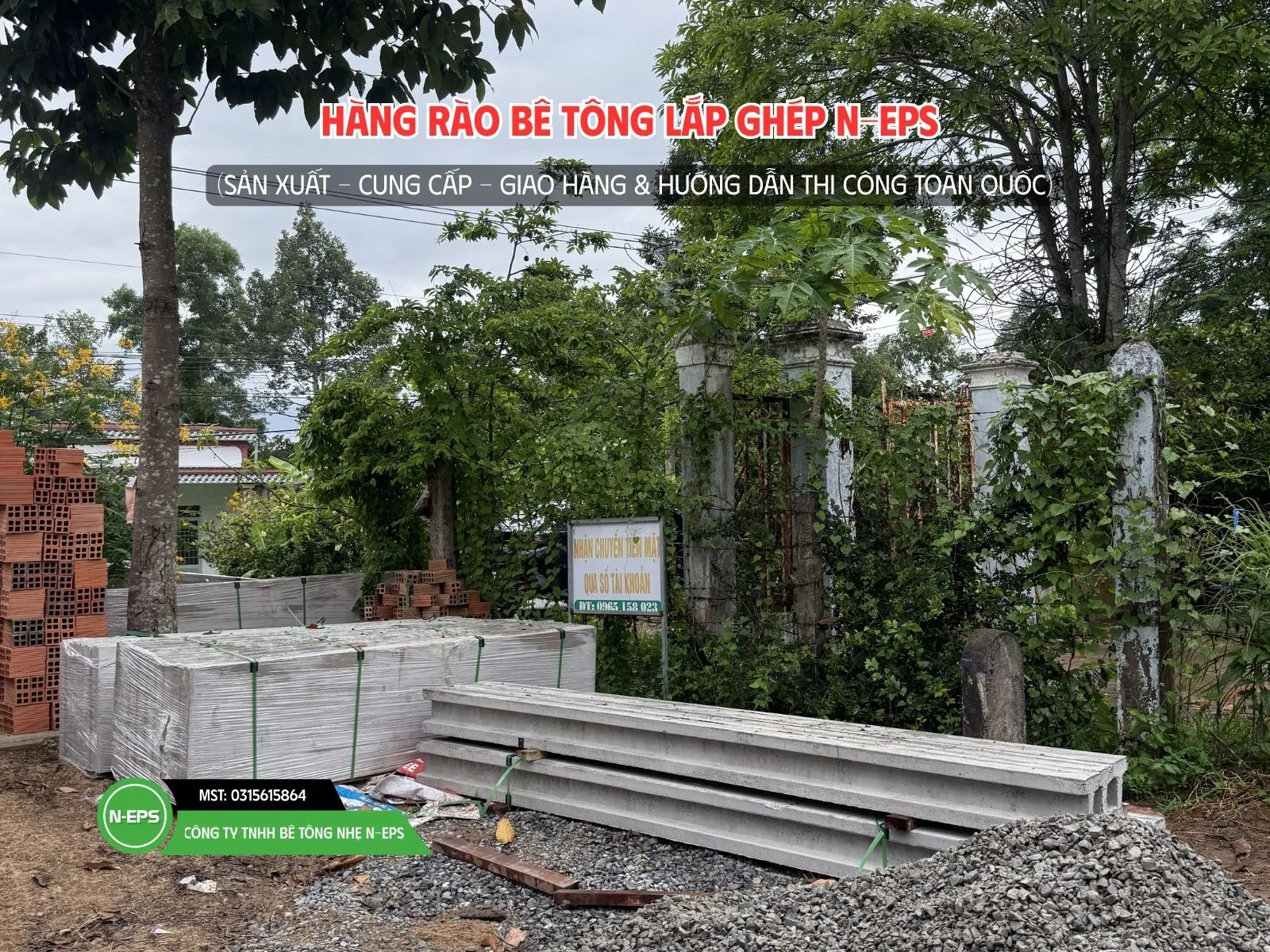 Hàng rào lắp ghép cao 2m44 có đà kiềng