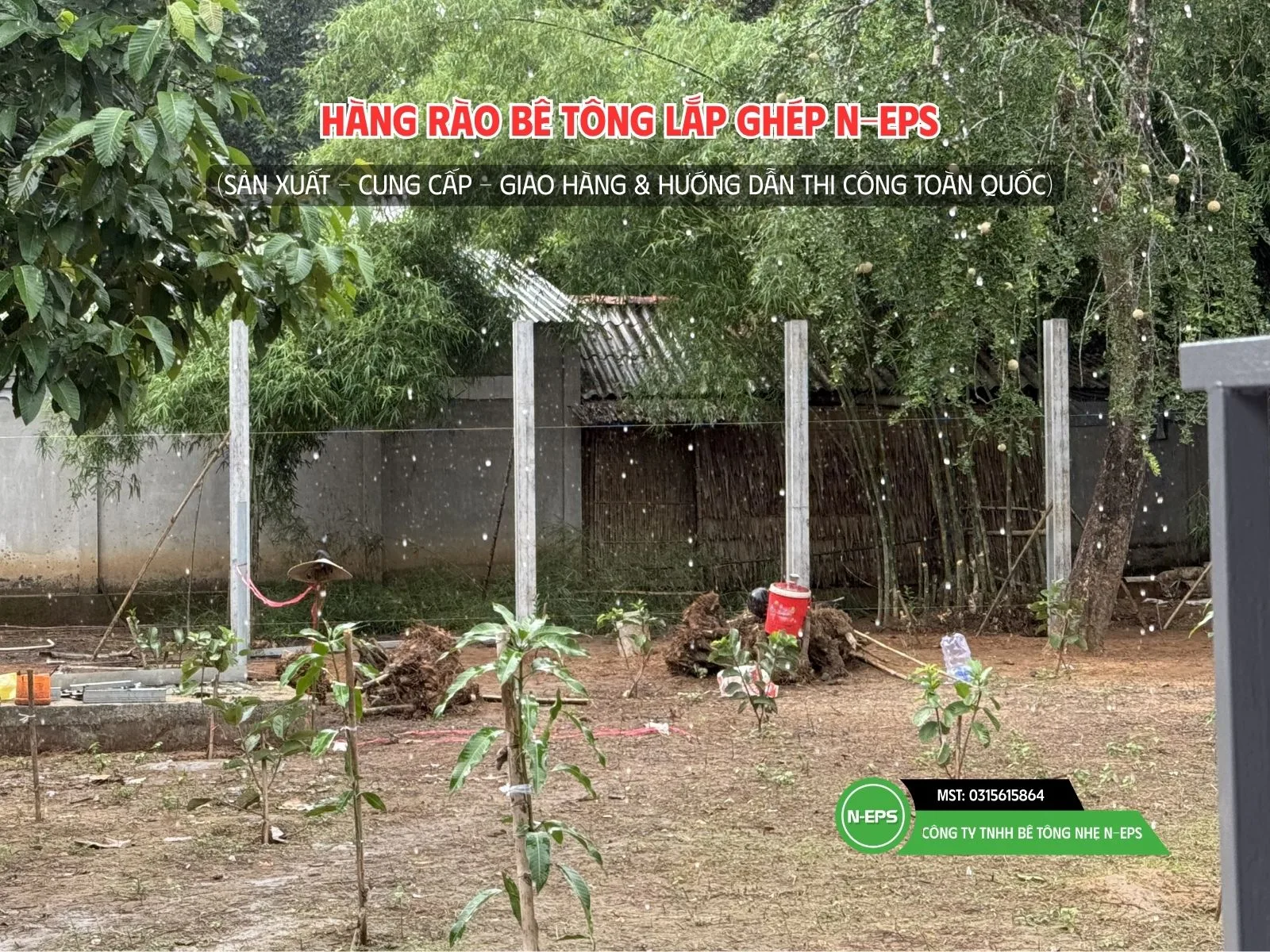 Hàng rào lắp ghép cao 2m44 có đà kiềng