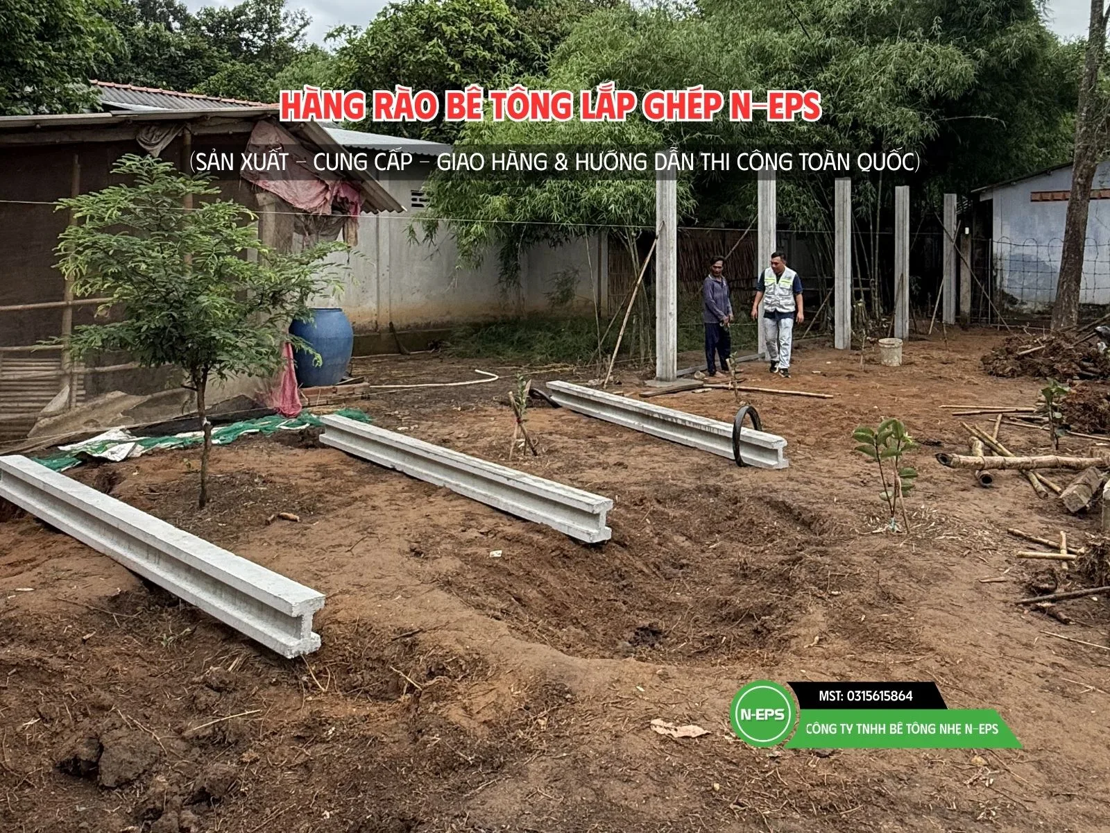 Hàng rào lắp ghép cao 2m44 có đà kiềng