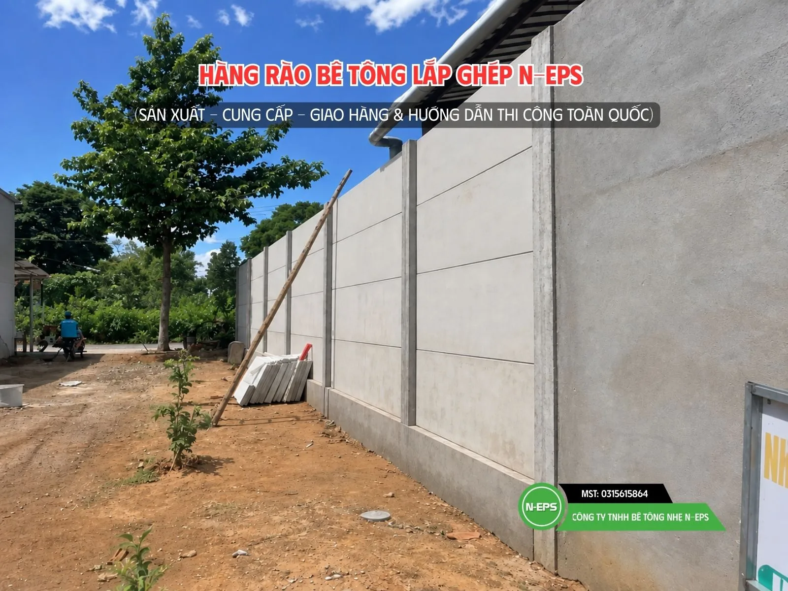 Hàng rào lắp ghép cao 2m44 có đà kiềng