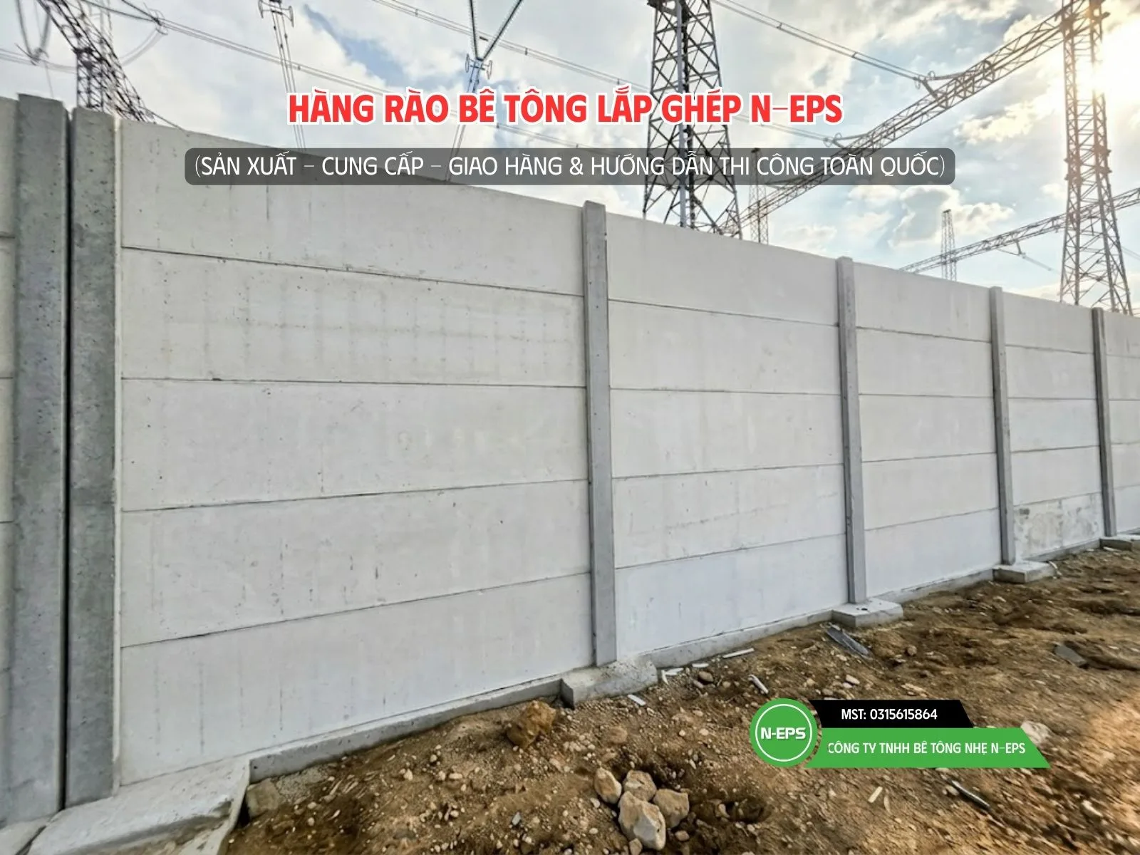 hàng rào bê tông lắp ghép tại Nghệ An cho trạm biến áp