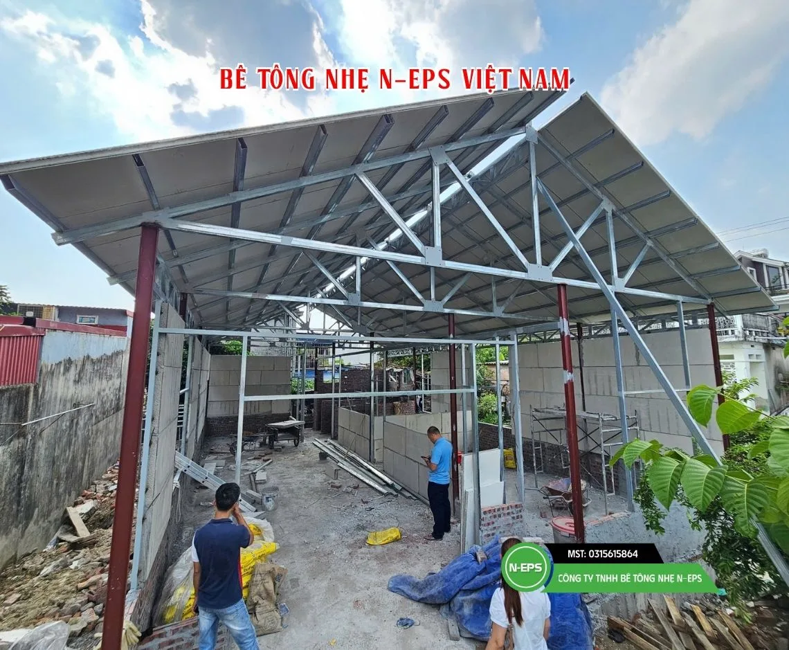 Nhà Cấp 4 Mái Dốc Lắp Ghép Bằng Tấm Bê Tông Nhẹ