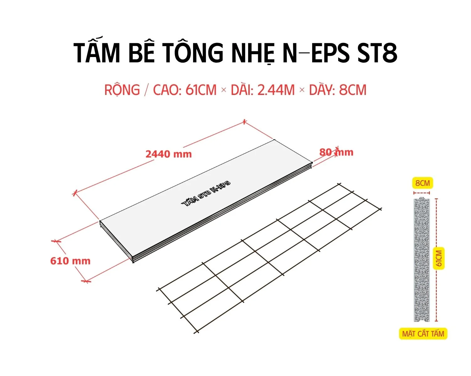 Tấm bê tông nhẹ ST8