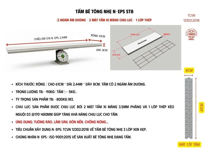 Tấm bê tông nhẹ ST8