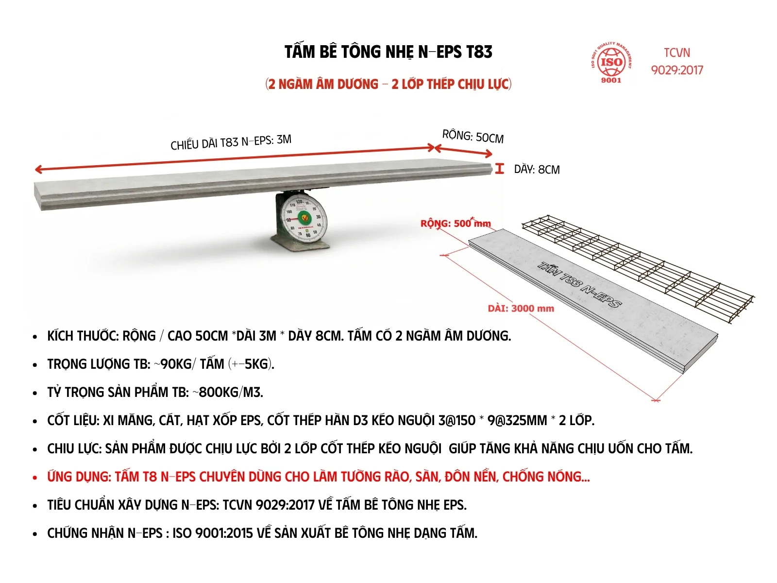 Tấm bê tông nhẹ T83