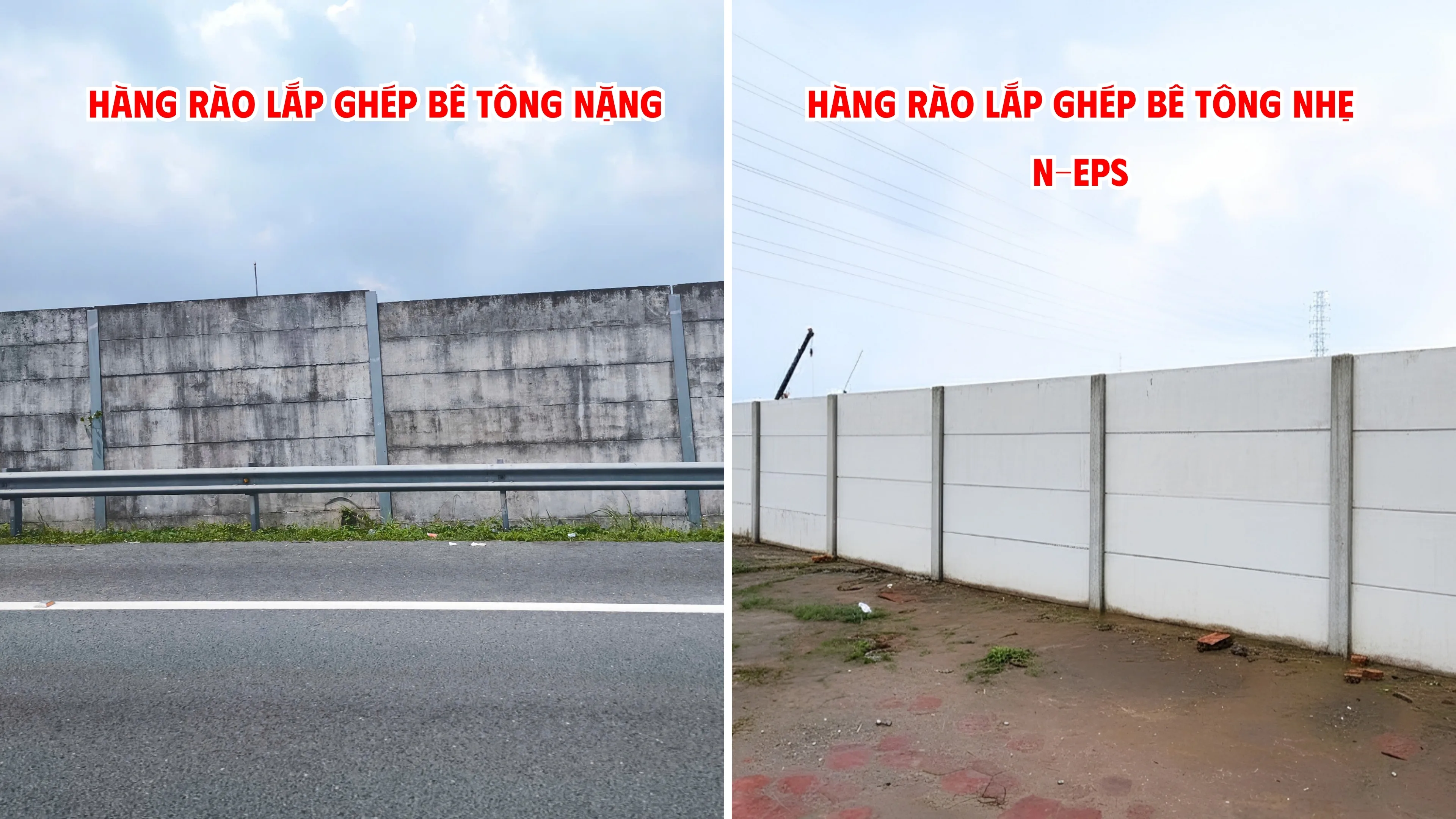 hàng rào lắp ghép bê tông nặng hay bê tông nhẹ N-EPS