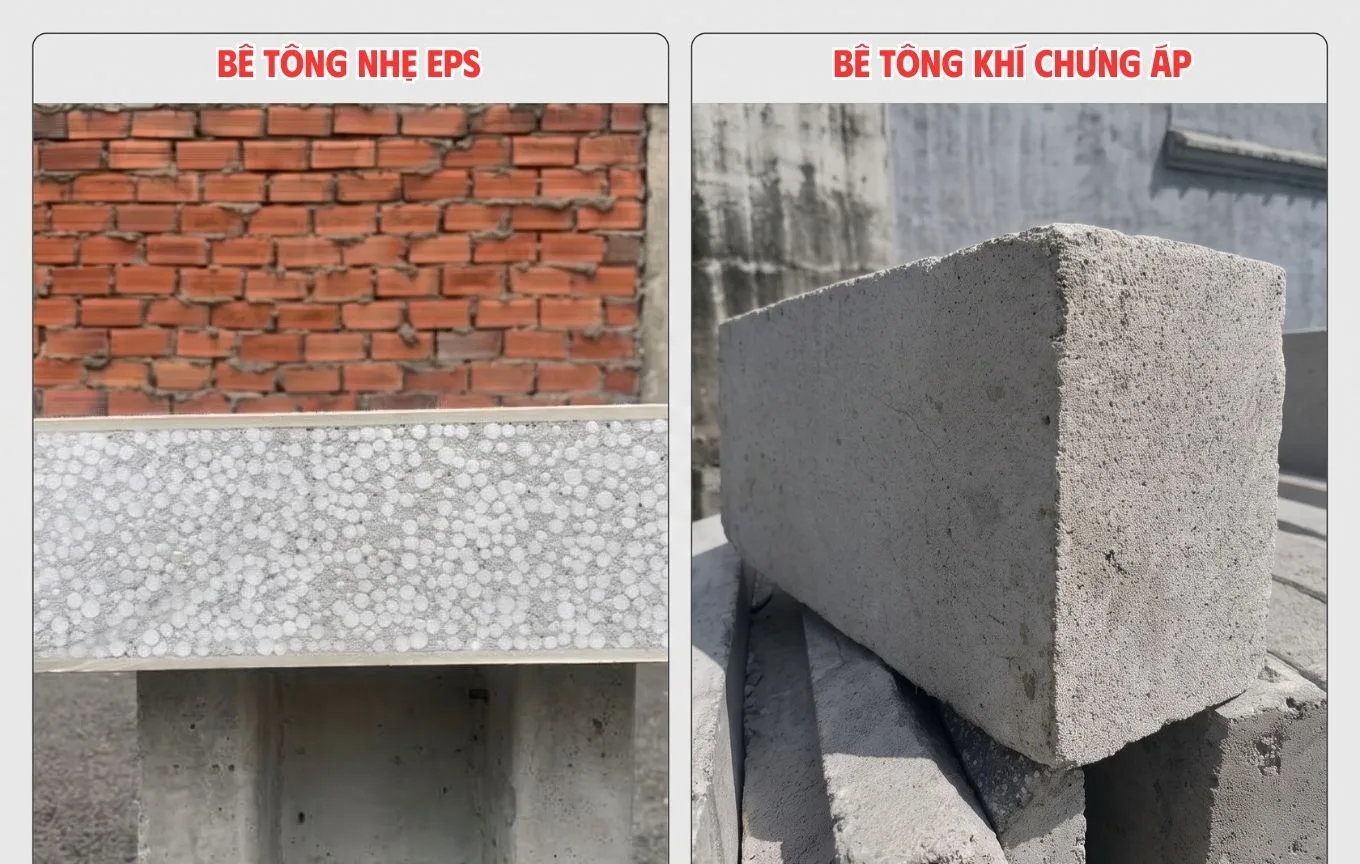 Cấu tạo mặt cắt của các loại bê tông nhẹ hiện nay.