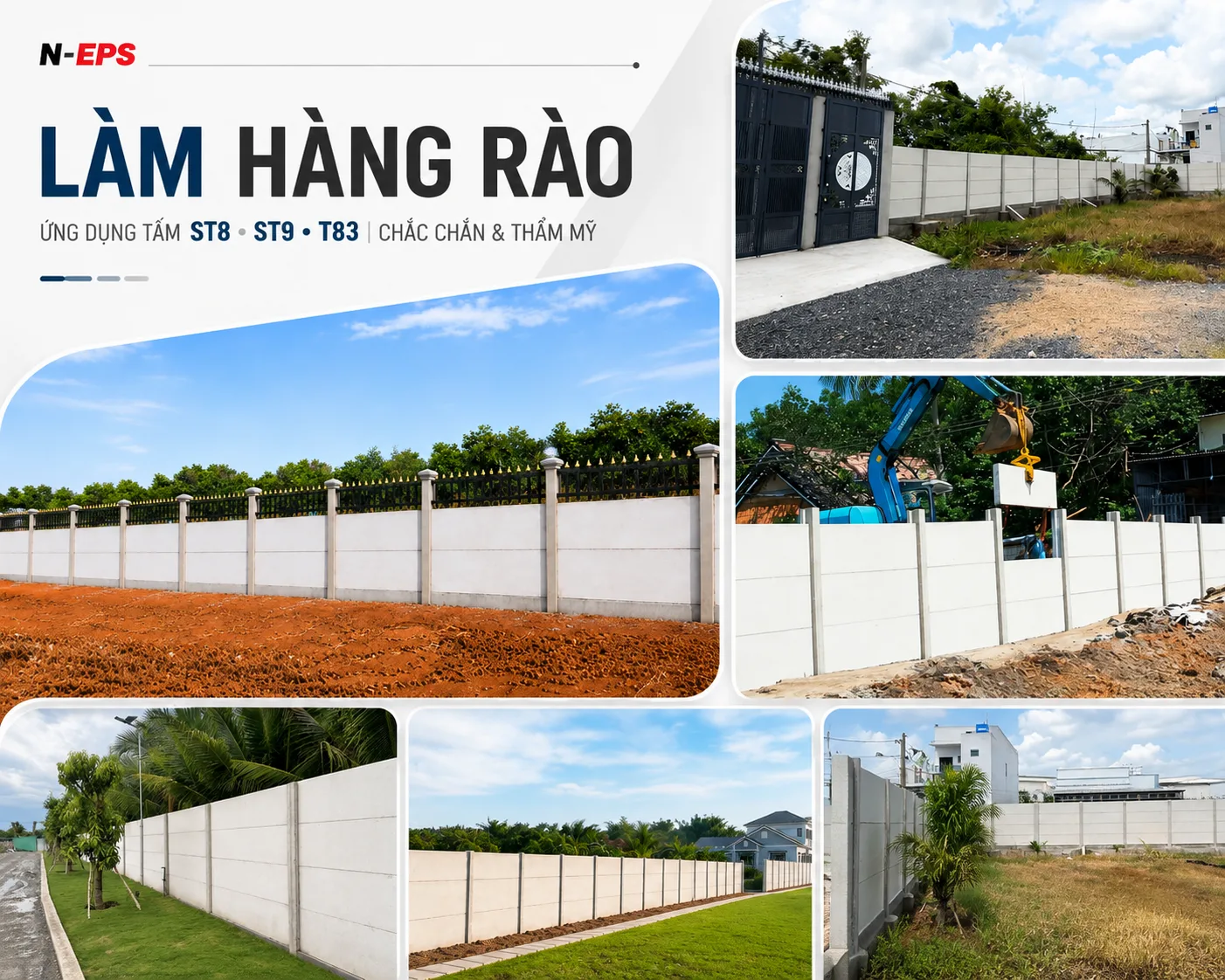 Các tấm bê tông nhen EPS ứng dụng làm hàng rào lắp ghép
