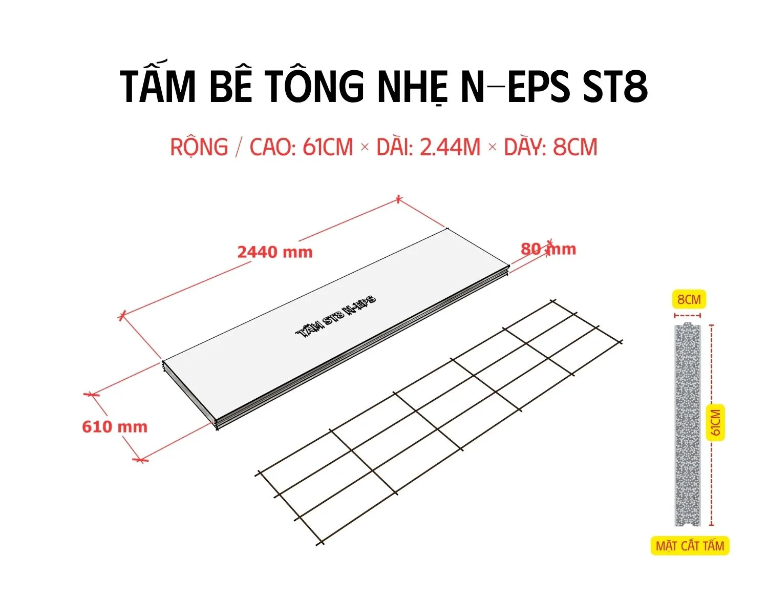 mặt cắt tấm bê tông nhẹ EPS