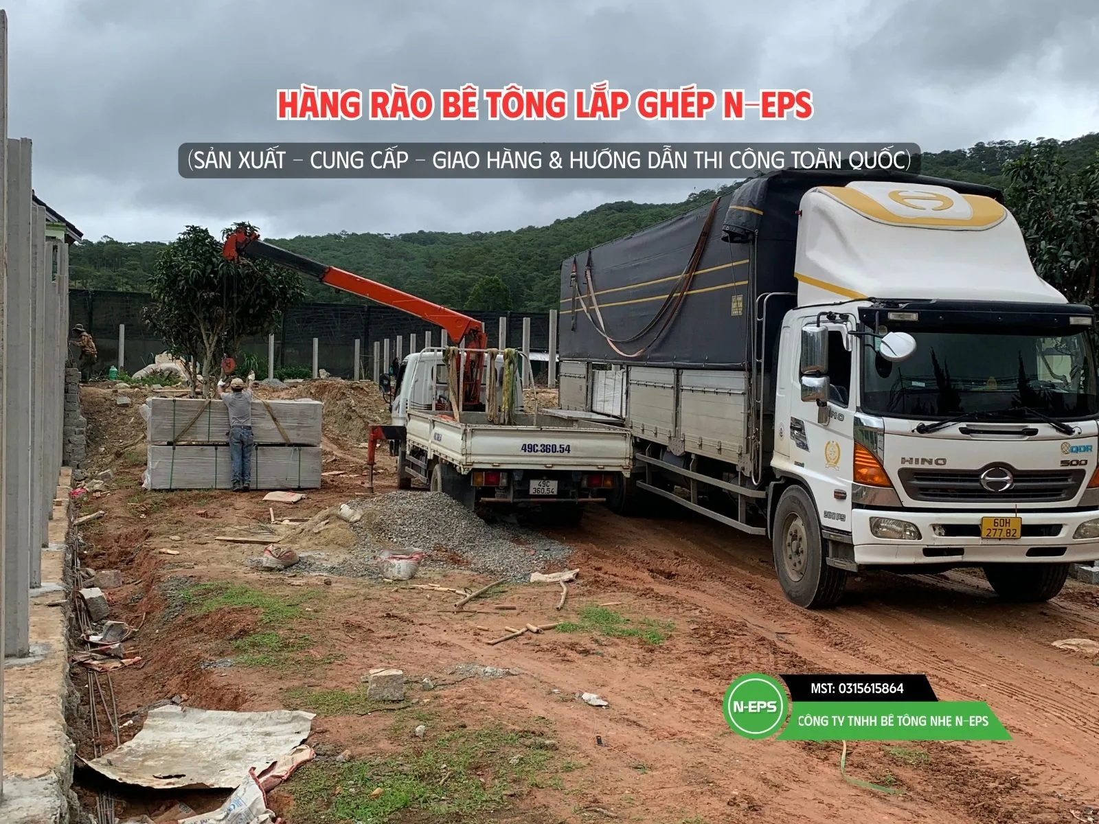 Giao vật tư tại công trình hàng rào lắp ghép Đà Lạt