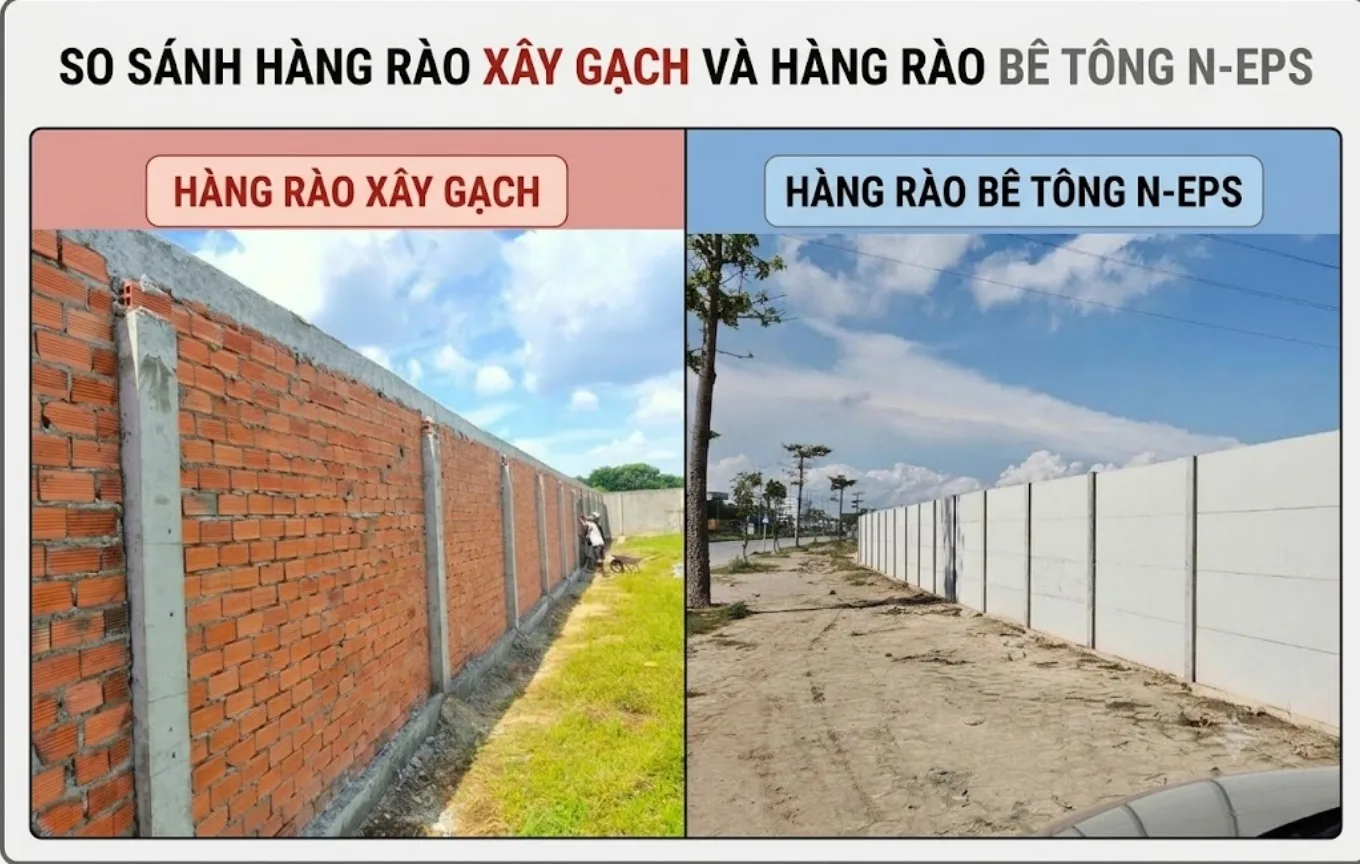 sự khác biệt hàng rào xây gạch và hàng rào bê tông N-EPS
